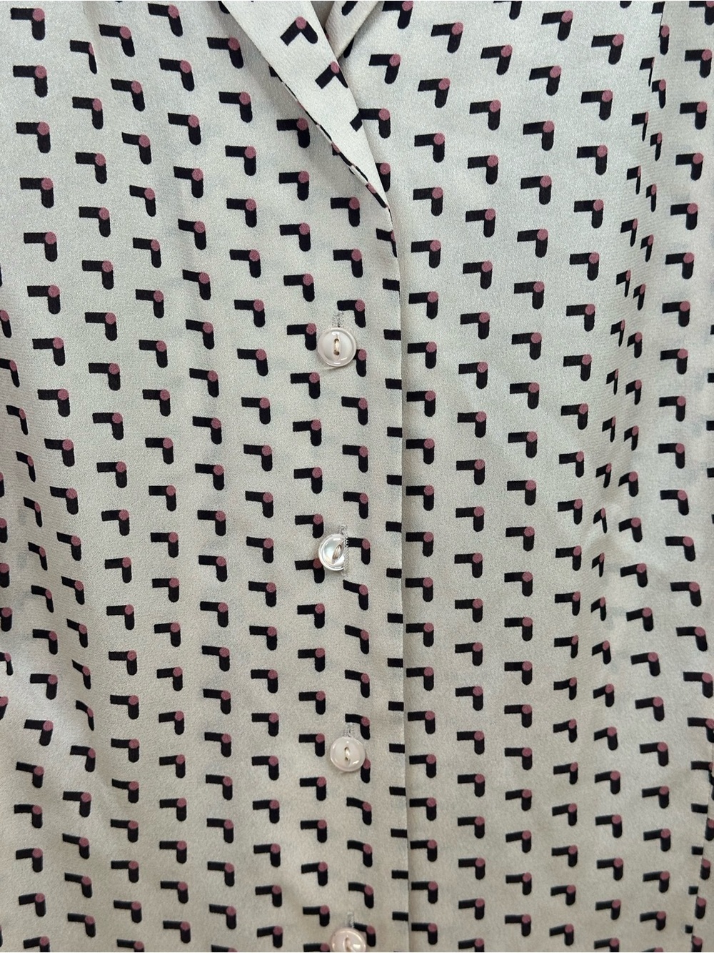 Jones New York Pink Button-Down Shirt with Black Micro Pattern, 100% Silk - Picture 3 of 10